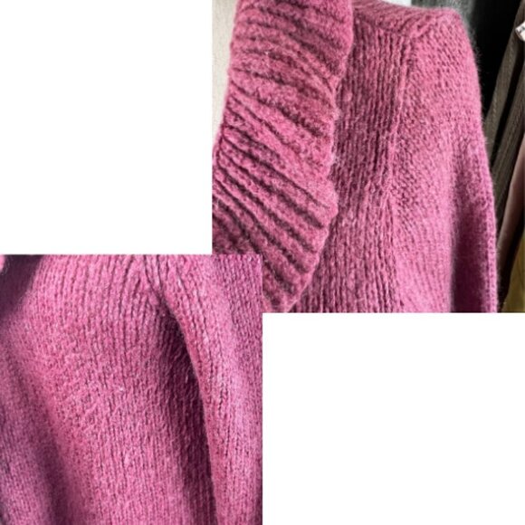 KIABI WOMAN Fuchsia Pink Purple Ruffle Wool Mohair Blend Cardigan Sweater Size L - Picture 14 of 15